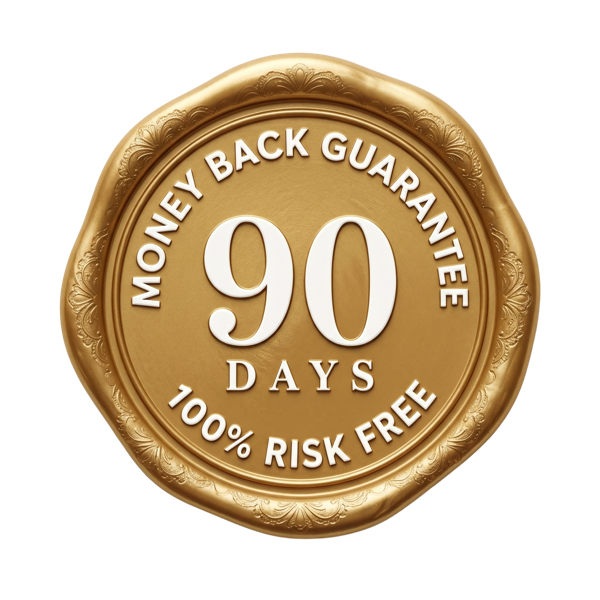90-day money-back guarantee, 100% risk free
