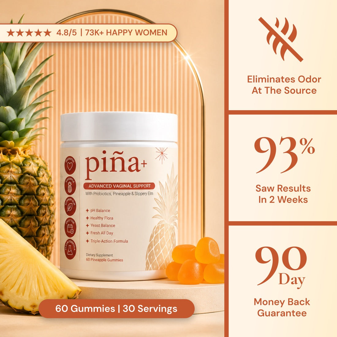 Piña+ vaginal probiotic gummies